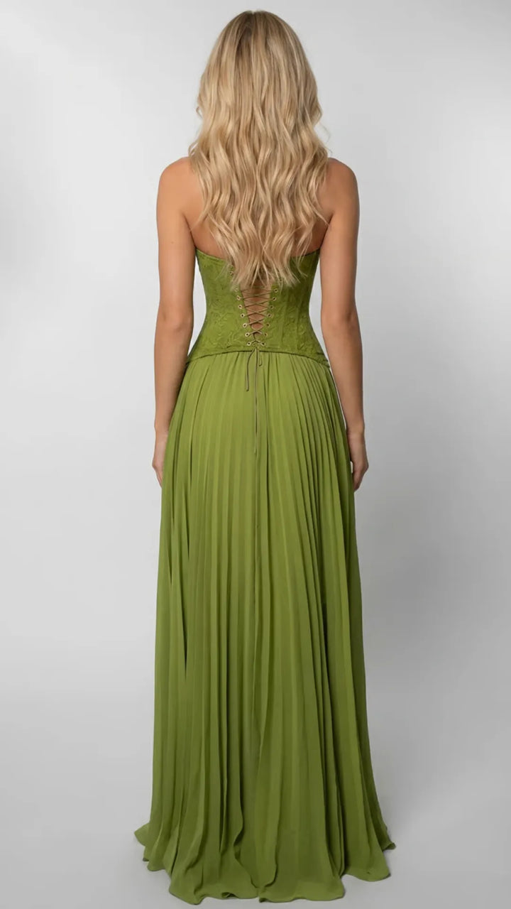 Halter corset cocktail maxi dress for women -3