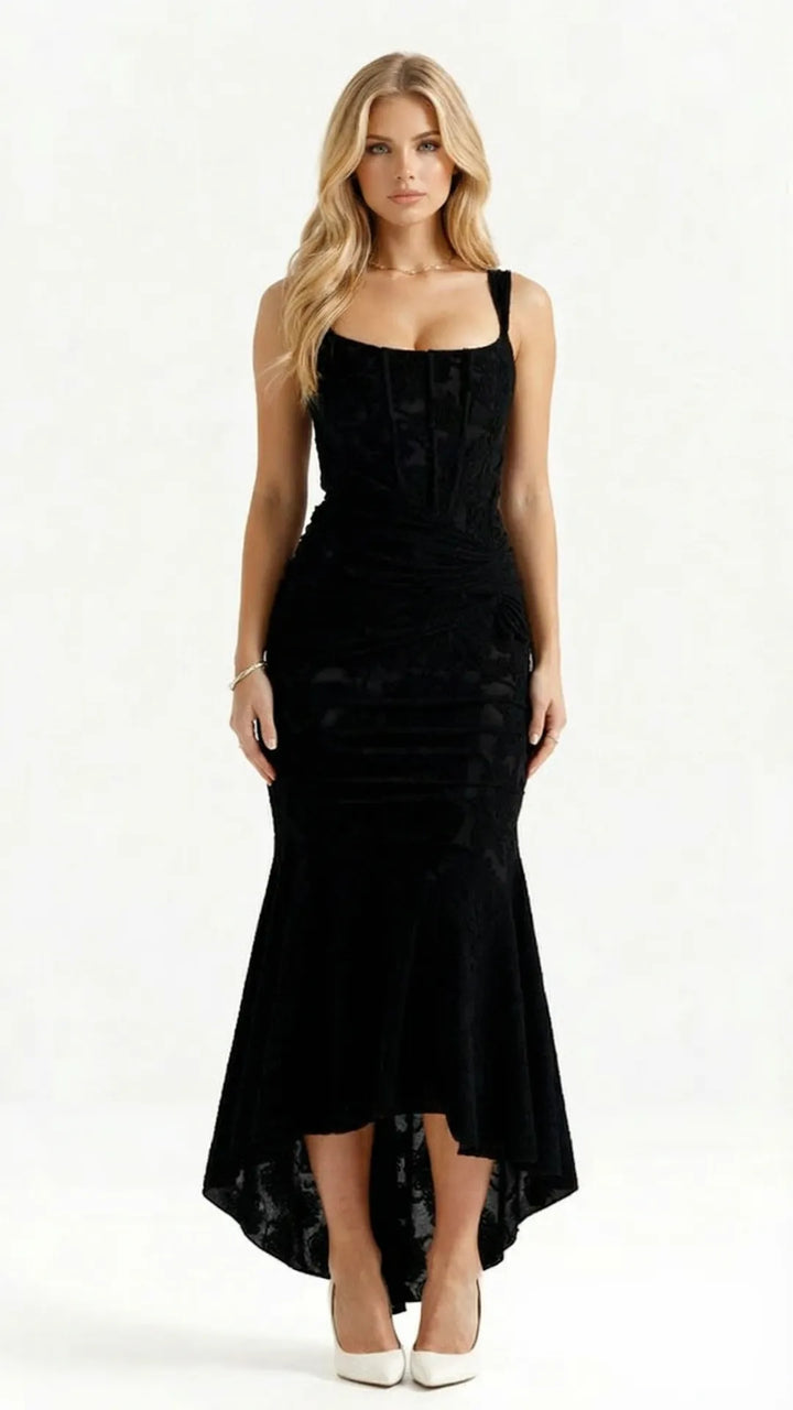 High-low corset cocktail midi dress for women -3