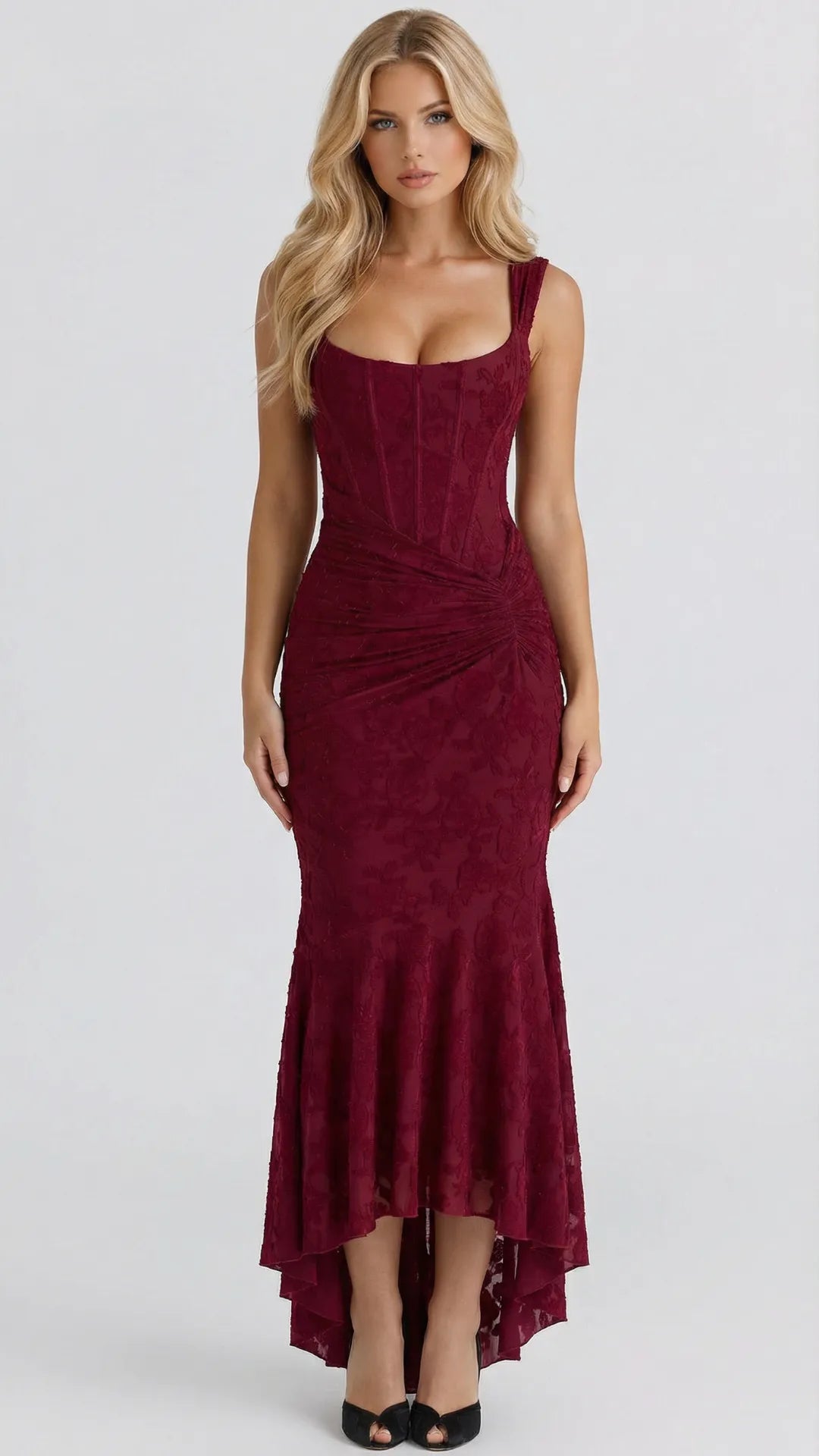 High-low corset cocktail midi dress for women -5