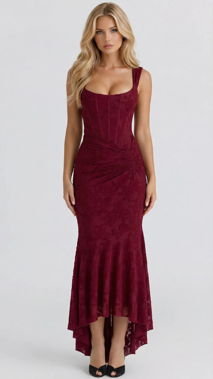High-low corset cocktail midi dress for women -5