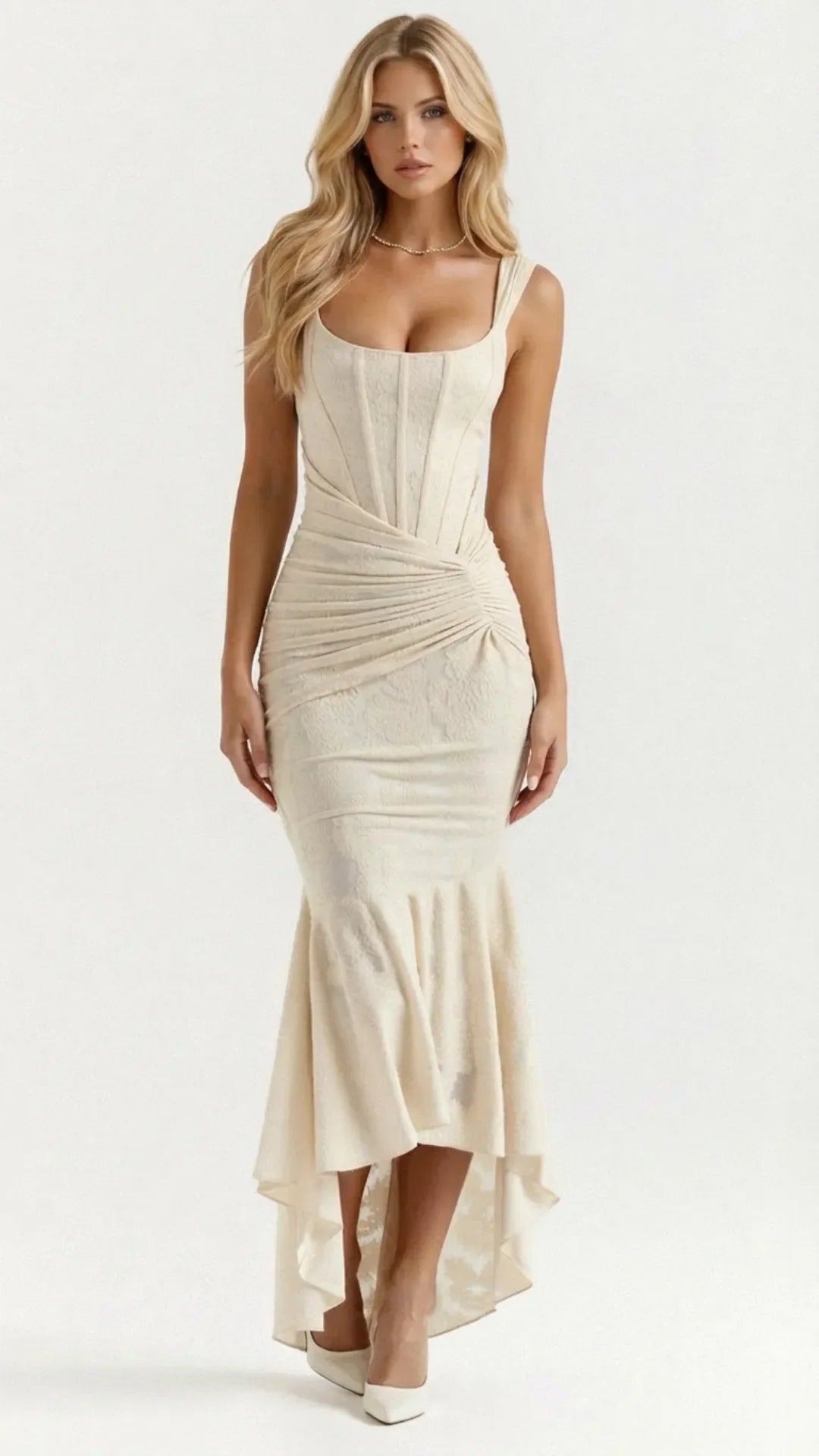High-low corset cocktail midi dress for women -1