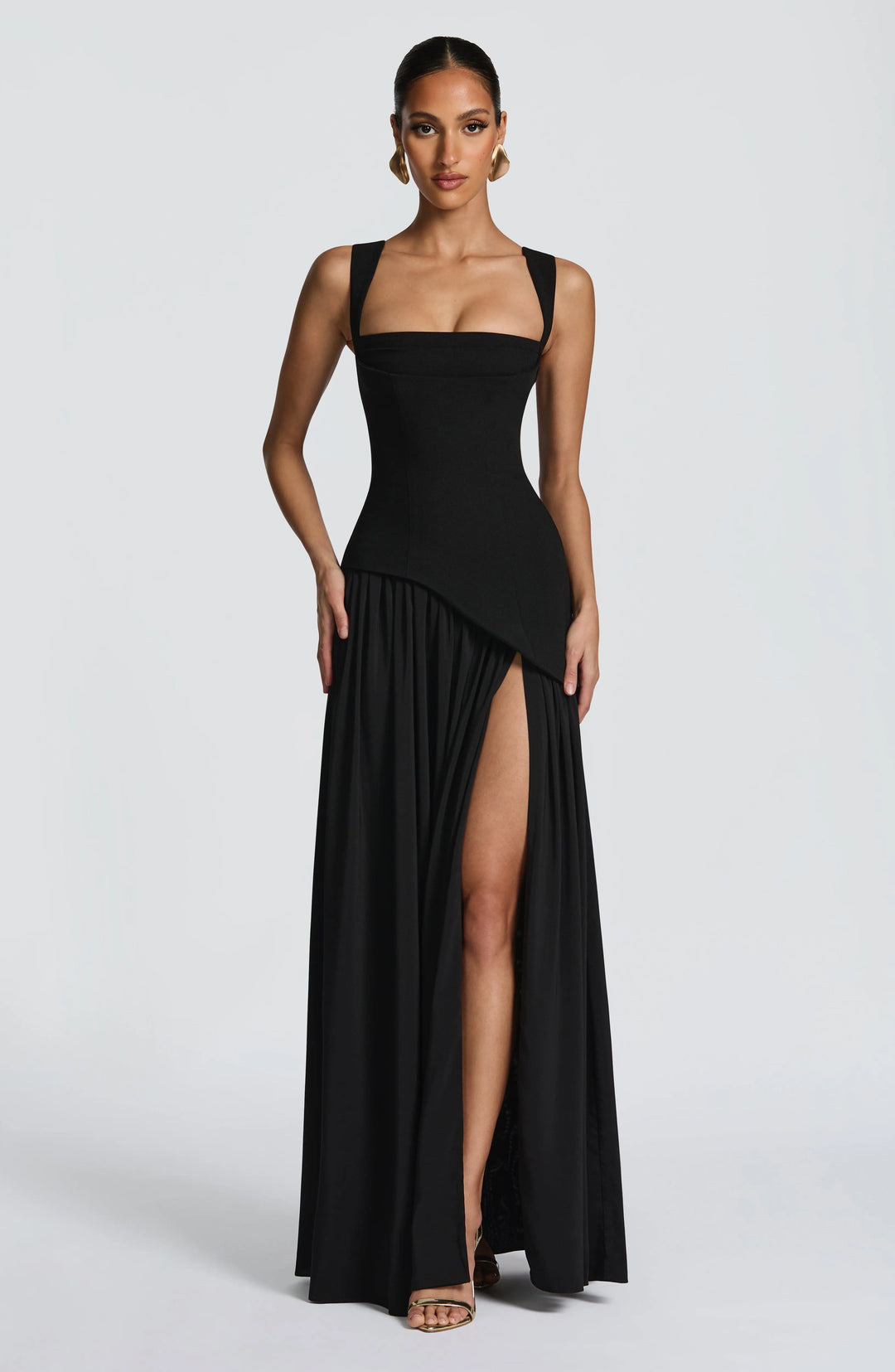 Square neck sleeveless summer maxi dress for women -2