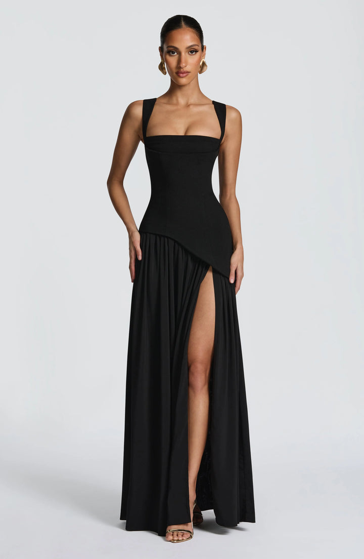Square neck sleeveless summer maxi dress for women -2