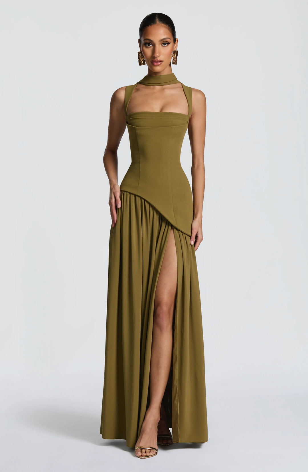 Square neck sleeveless summer maxi dress for women -3