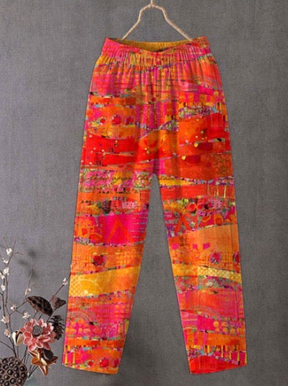 Nerissande | Women's Vintage Print Cotton Linen Set