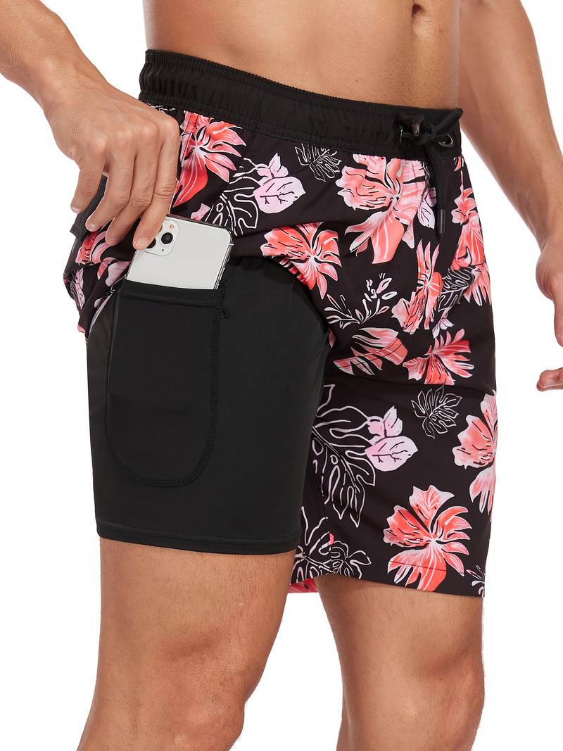 Men's beach trunks with inner shorts