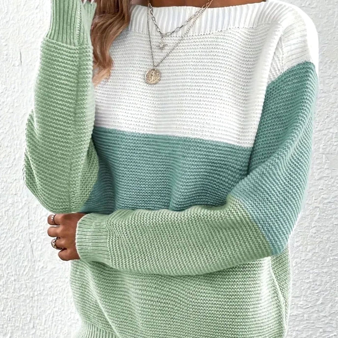 Marguerite | Women's Color Block Crewneck Cashmere Sweater