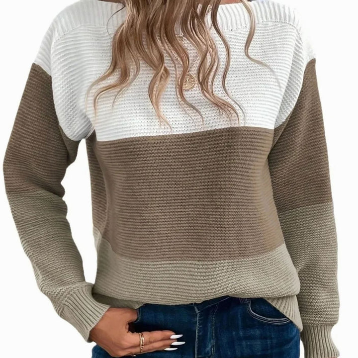 Marguerite | Women's Color Block Crewneck Cashmere Sweater