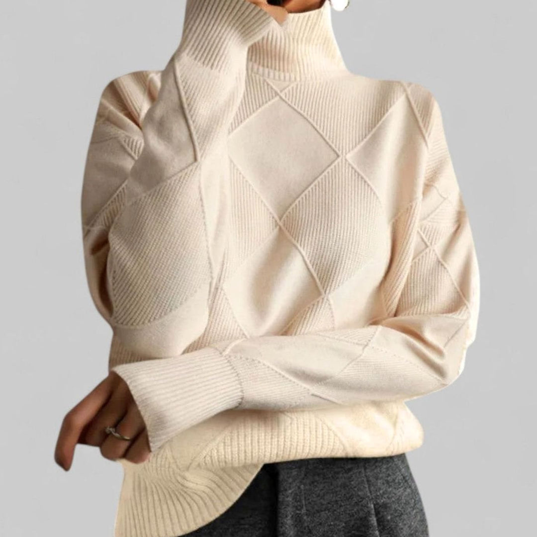 Rosalind | Women's Diamond Knit Oversized Turtleneck Sweater