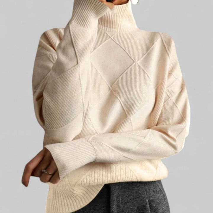 Rosalind | Women's Diamond Knit Oversized Turtleneck Sweater