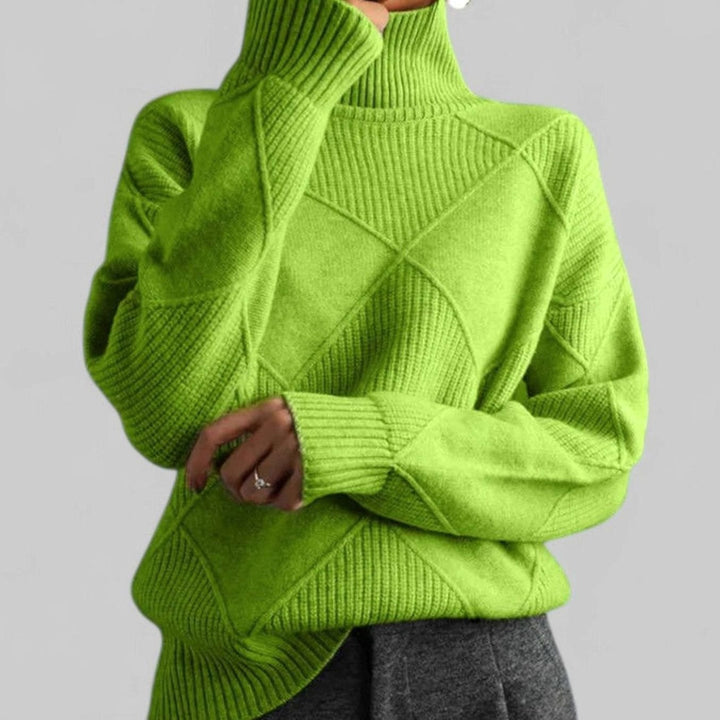 Rosalind | Women's Diamond Knit Oversized Turtleneck Sweater