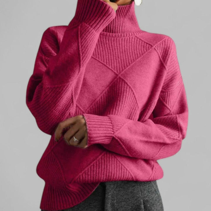 Rosalind | Women's Diamond Knit Oversized Turtleneck Sweater