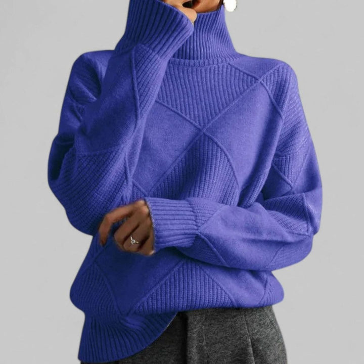 Rosalind | Women's Diamond Knit Oversized Turtleneck Sweater