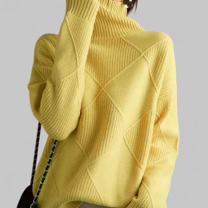 Rosalind | Women's Diamond Knit Oversized Turtleneck Sweater