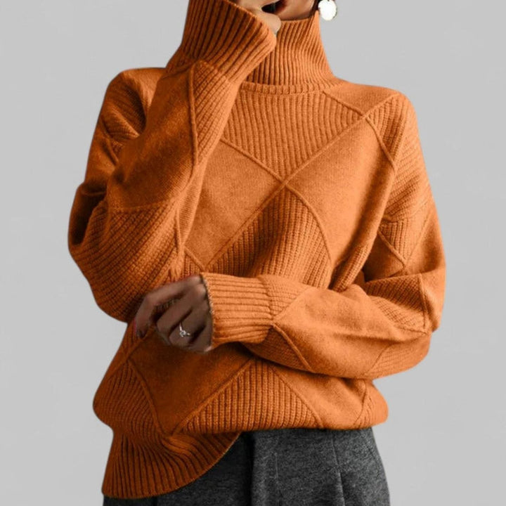 Rosalind | Women's Diamond Knit Oversized Turtleneck Sweater