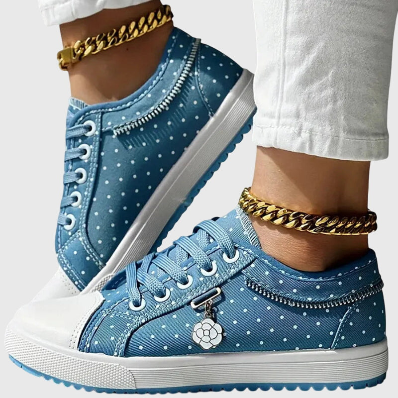 Ava | Women's Lace Up Platform Sneakers with Mixed Fabric
