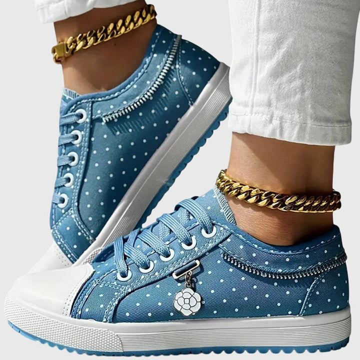 Ava | Women's Lace Up Platform Sneakers with Mixed Fabric