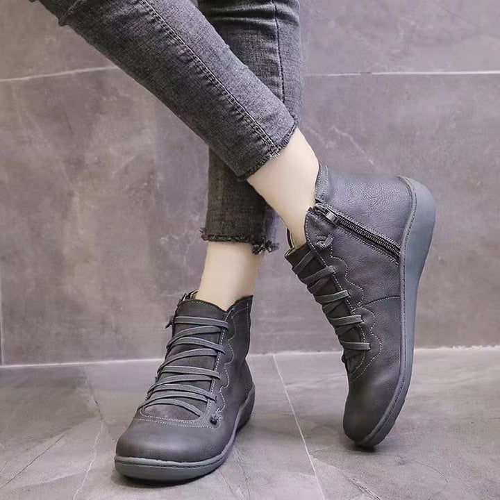 Minimalist flat ankle boots for women -9