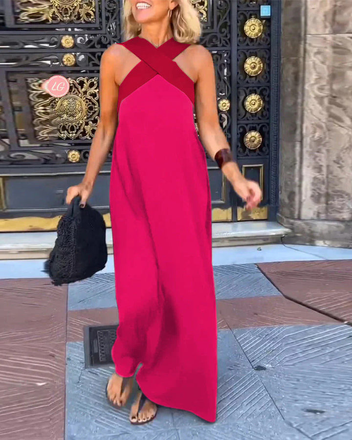 Breathable comfortable crossed maxi dress for women | Aimee -7