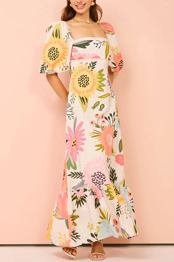 Women's Stylish Vibrant Floral Maxi Dress