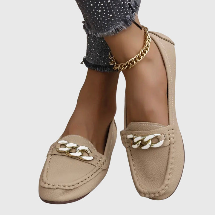 Women's Slip-On Loafers With Chain Accent
