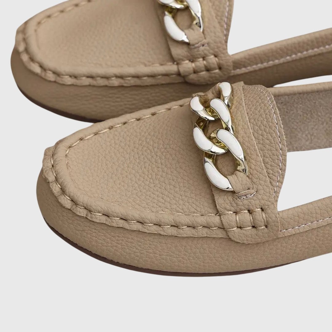Women's Slip-On Loafers With Chain Accent