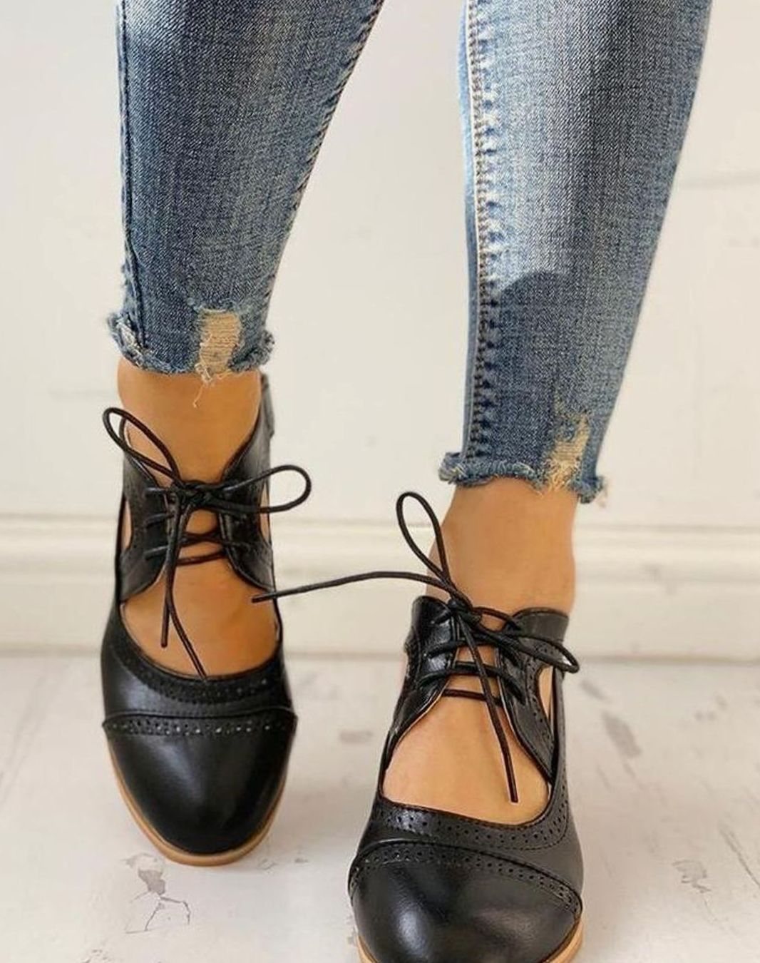 Josephine | Women's Lace-Up Block Heel T-Strap Shoe