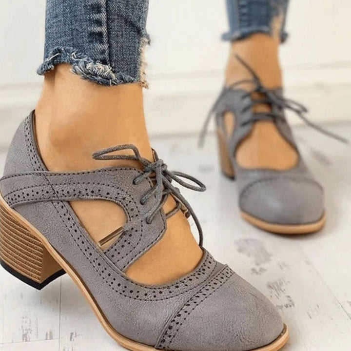 Josephine | Women's Lace-Up Block Heel T-Strap Shoe