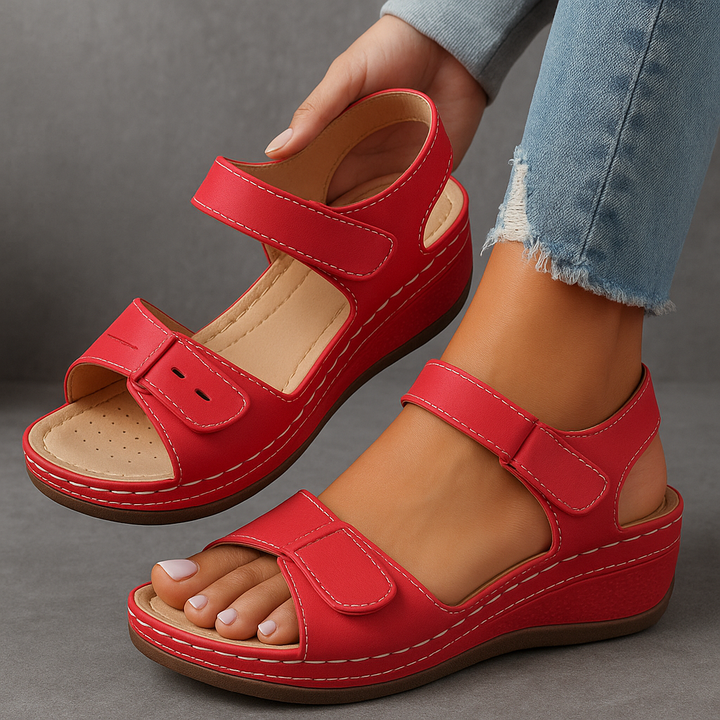 Solenne | Women's Arch Support Wedge Sandals with Adjustable Strap