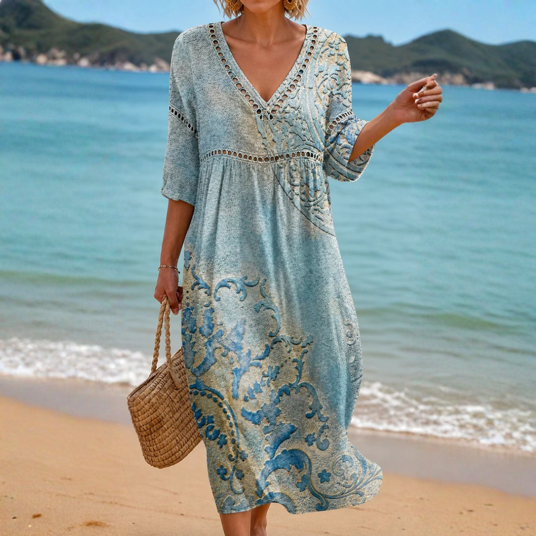Evianette | Women's Patterned Loose Fit Midi Dress