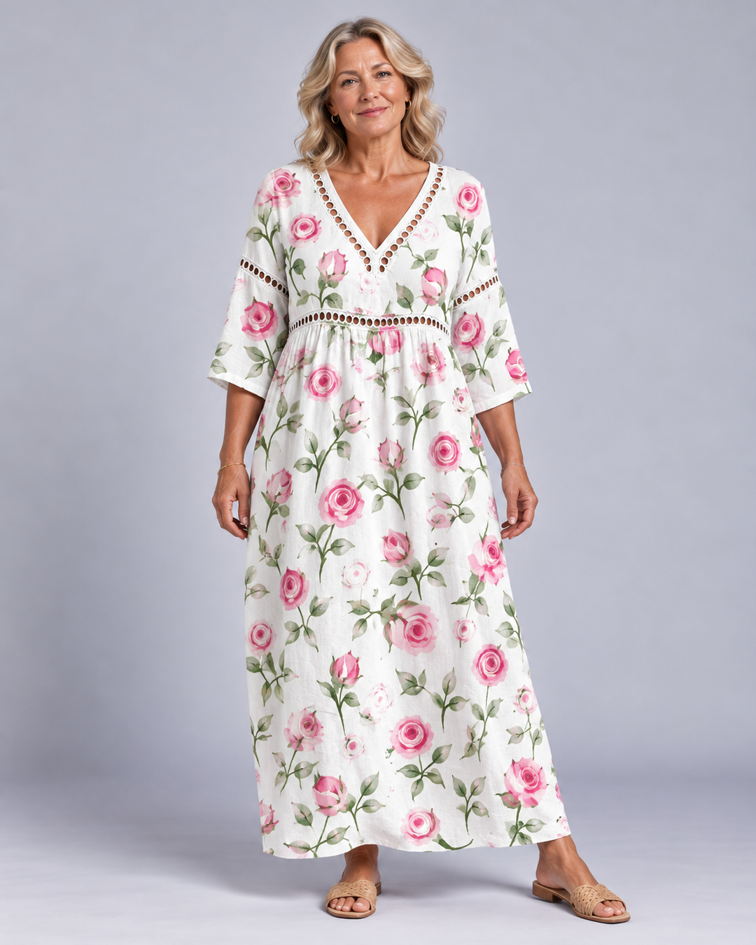 Altheandra | Women's Floral Print Soft Midi Dress