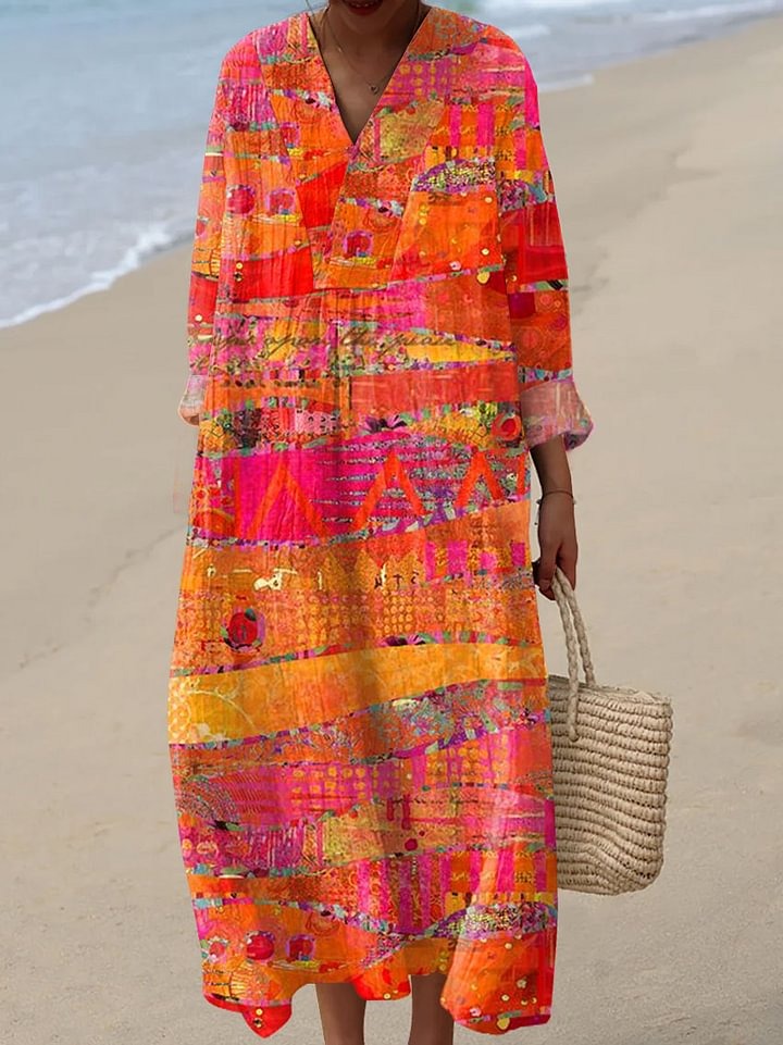 Nerissande | Women's Vintage Print Cotton Linen Set