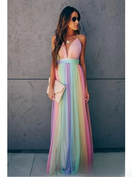 Halter neck pleated maxi dress for women -1