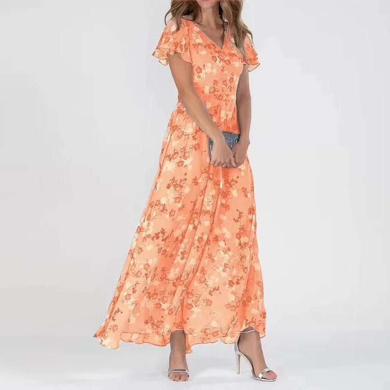 Vibrant floral flowing maxi dress for women | Zahra -1