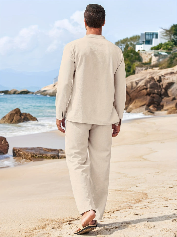 Men's Long Sleeve Shirt And Pants Set For Any Occasion