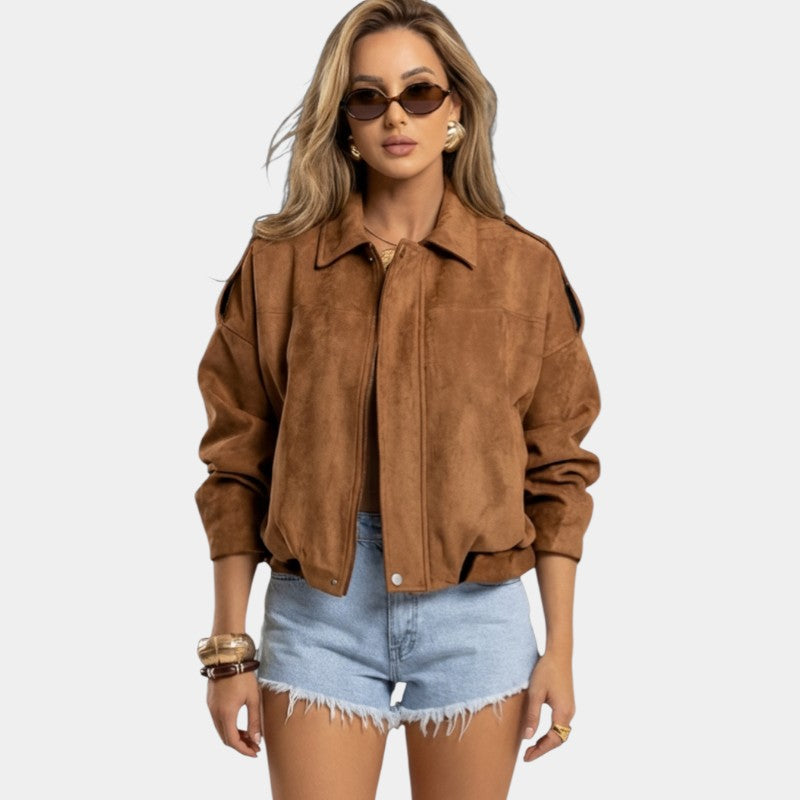 Women's Classic Suede Bomber Jacket