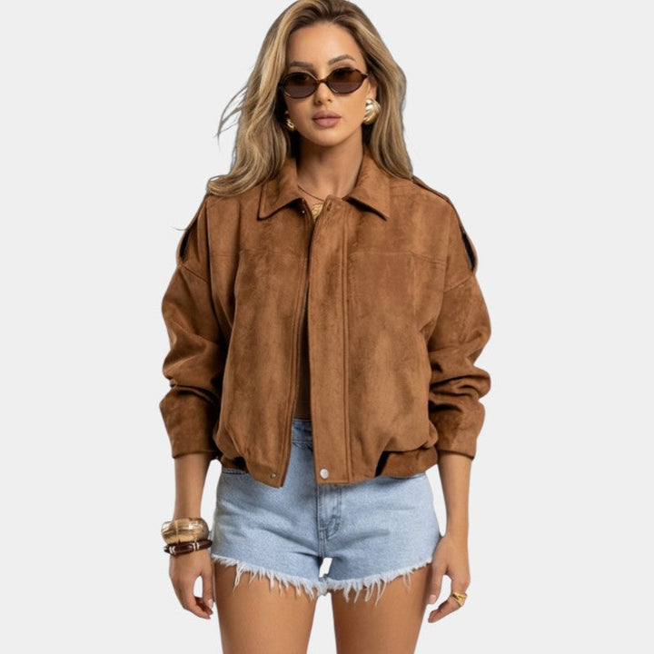 Women's Classic Suede Bomber Jacket