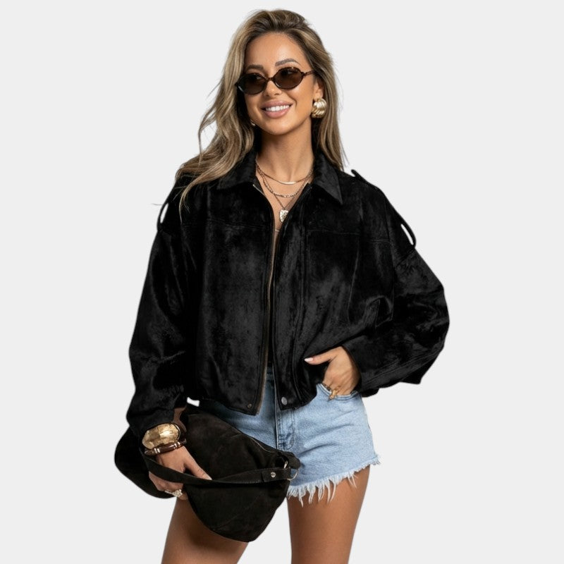 Women's Classic Suede Bomber Jacket