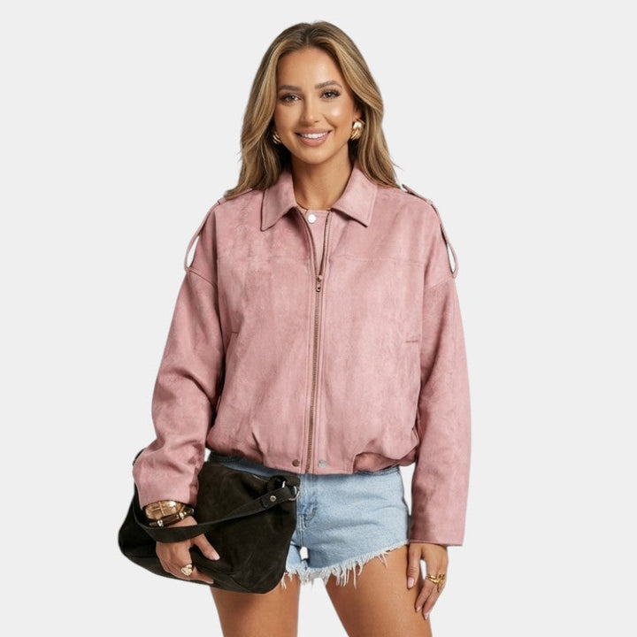Women's Classic Suede Bomber Jacket