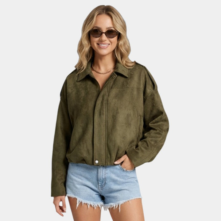 Women's Classic Suede Bomber Jacket