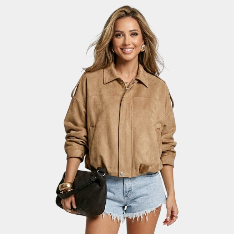Women's Classic Suede Bomber Jacket