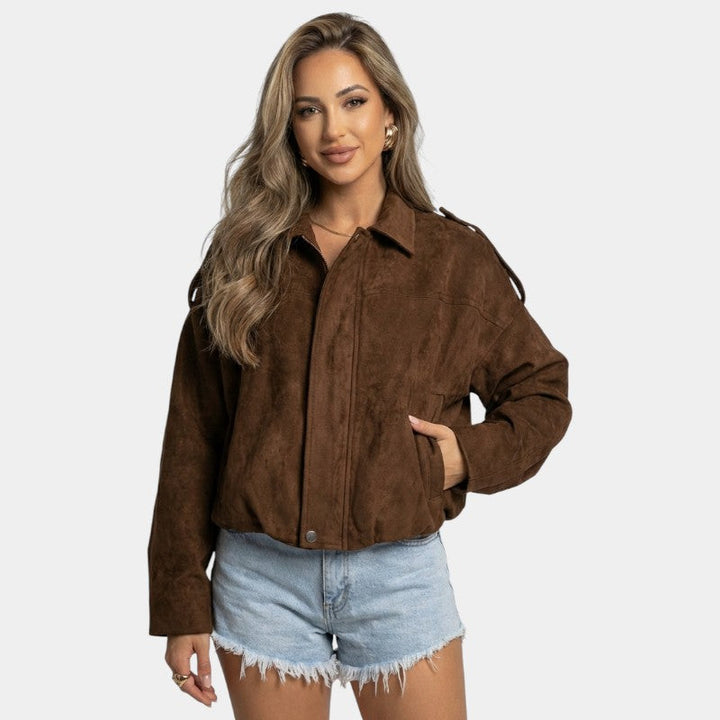 Women's Classic Suede Bomber Jacket
