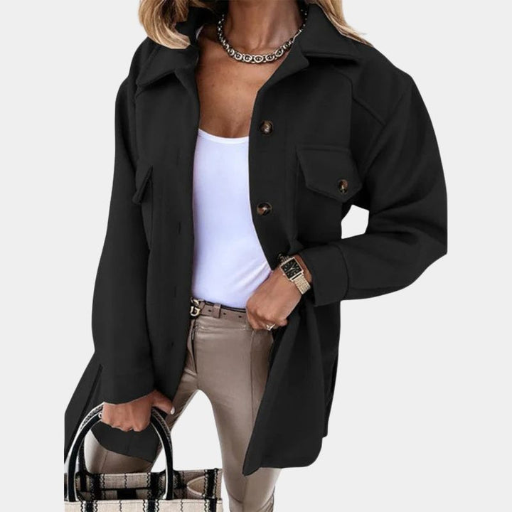 Women's Collared Trench Jacket With Pockets