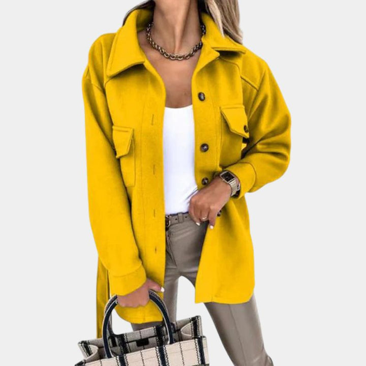 Women's Collared Trench Jacket With Pockets