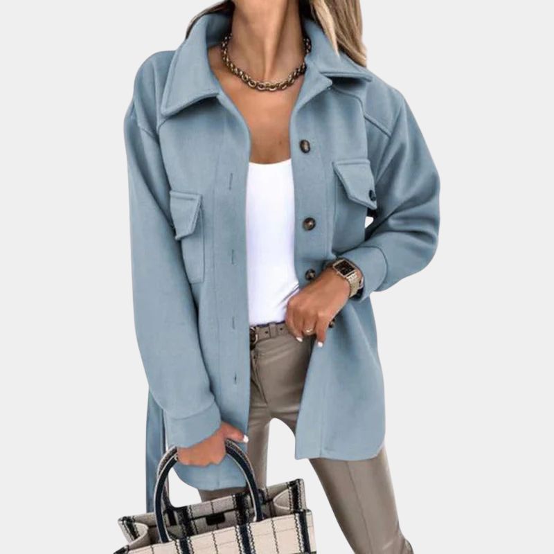 Women's Collared Trench Jacket With Pockets