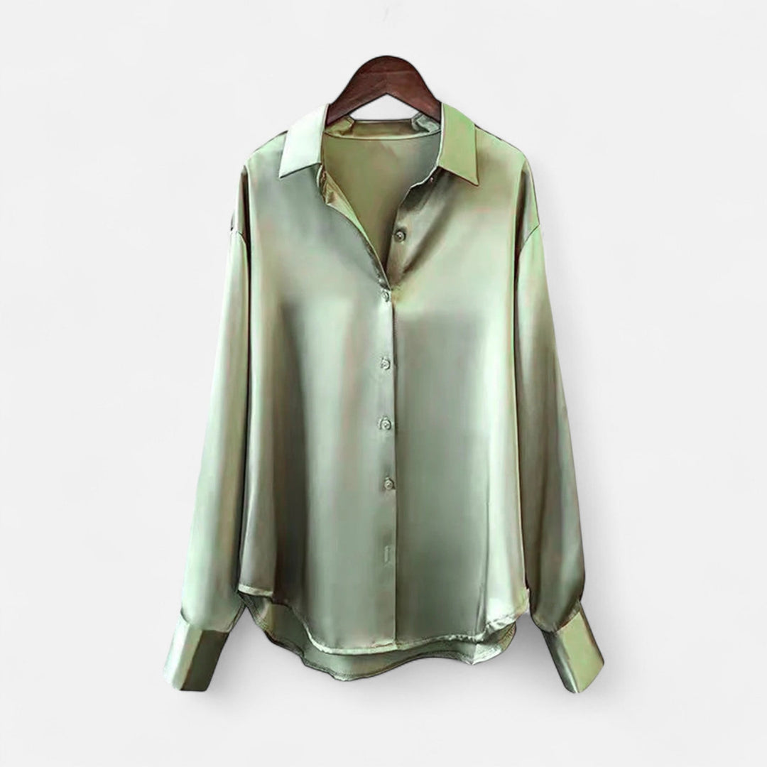 Women’s Collared Satin Blouse
