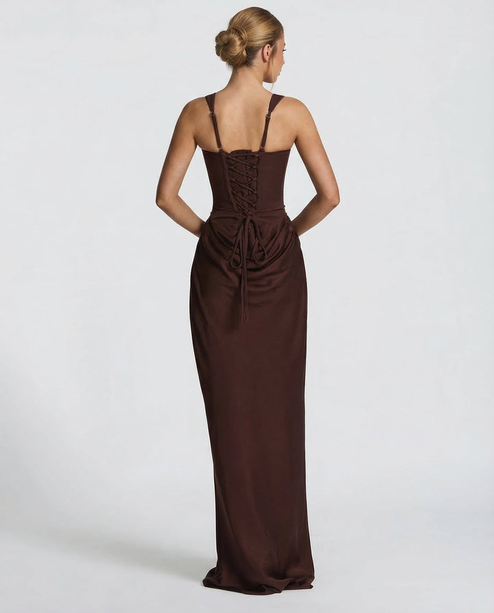 Rosalind | Women's Square Neck Draped Waist Maxi Dress