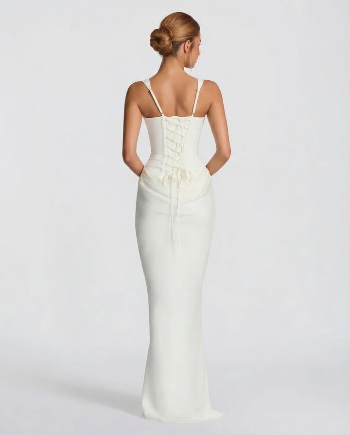 Rosalind | Women's Square Neck Draped Waist Maxi Dress