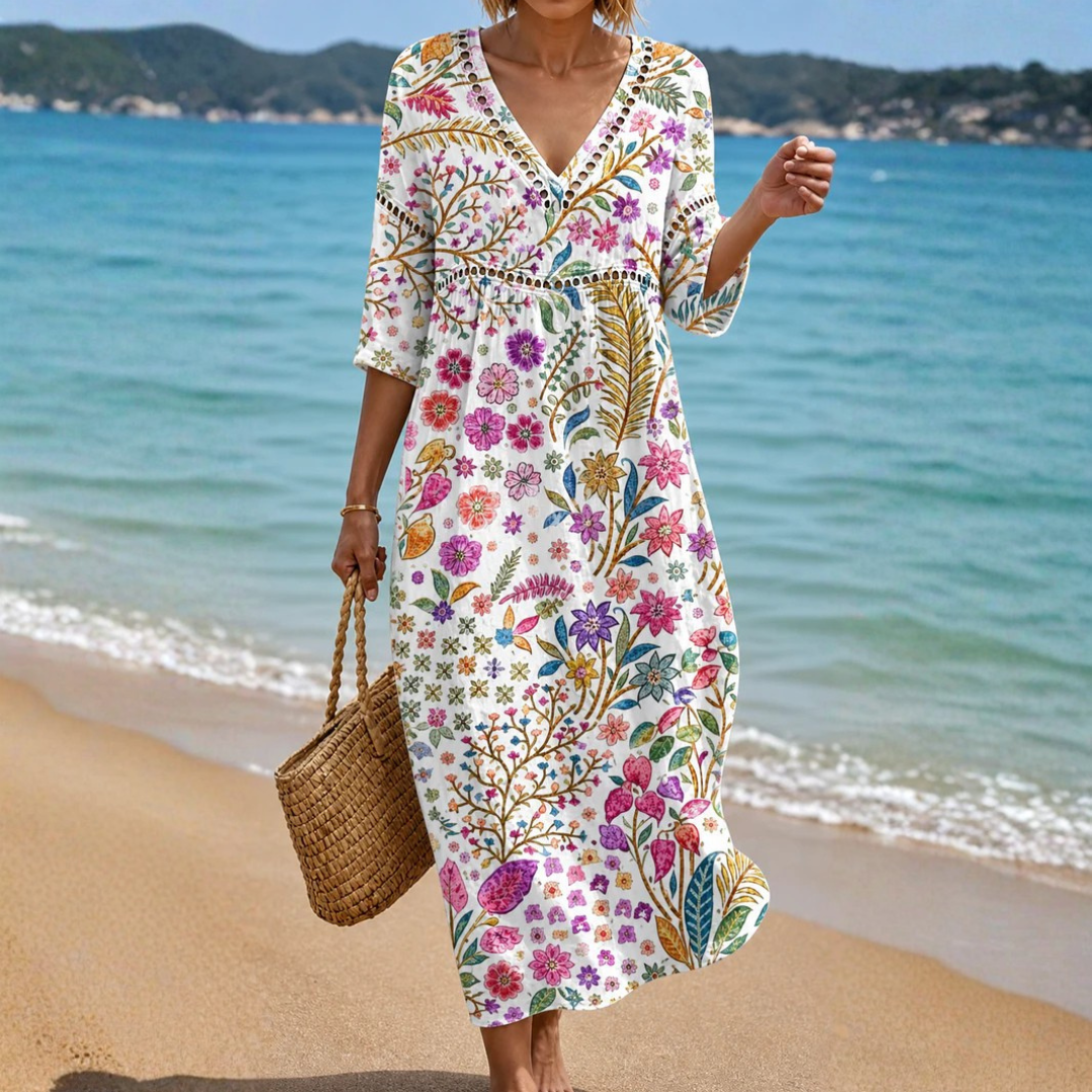 Camille | Women's Floral Patterned Midi Dress