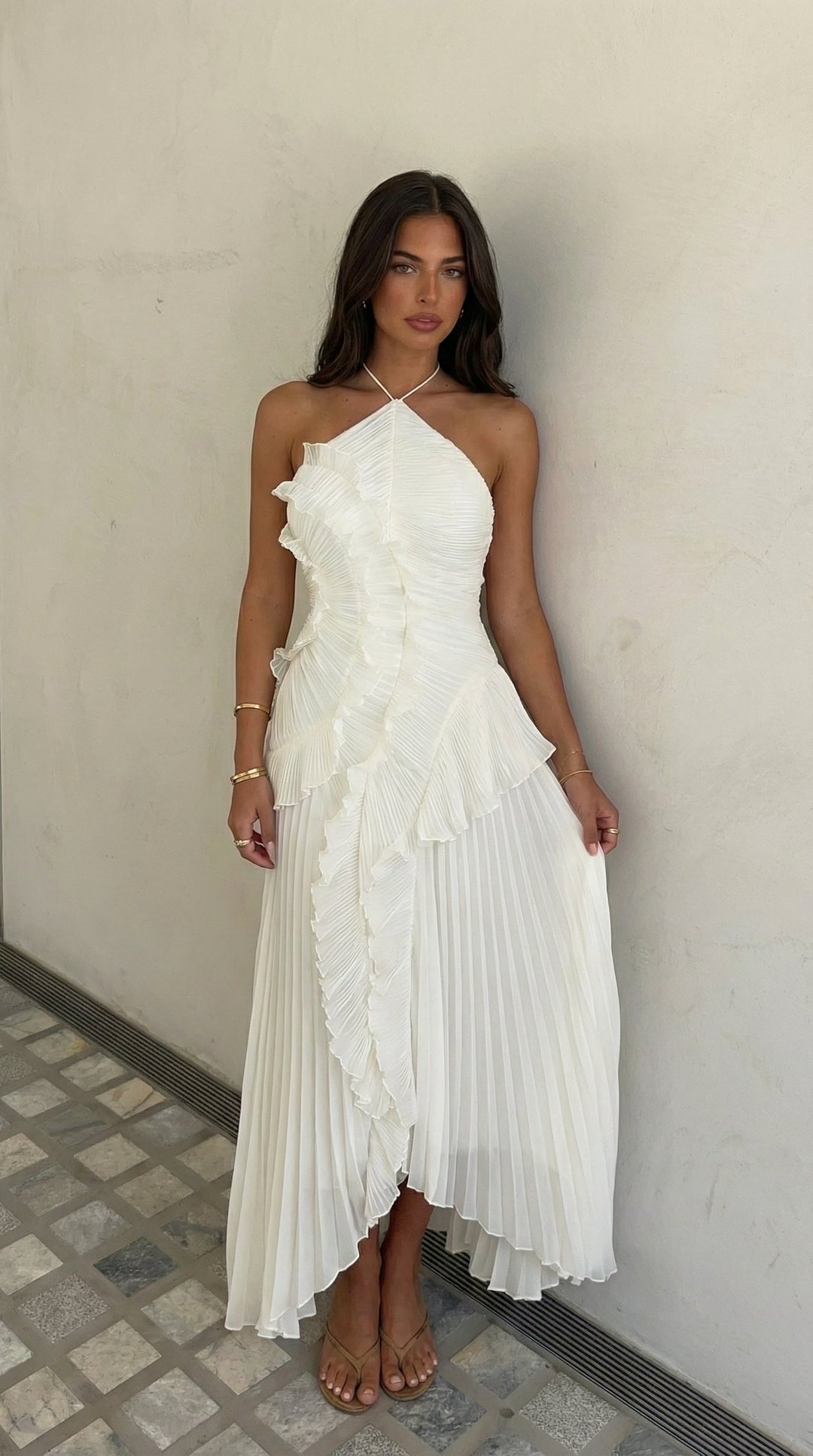 Tiered ruffle flowing maxi dress for women | Emma -11